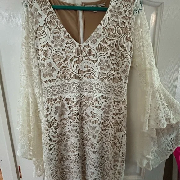 Guess White Long Sleeve Dress